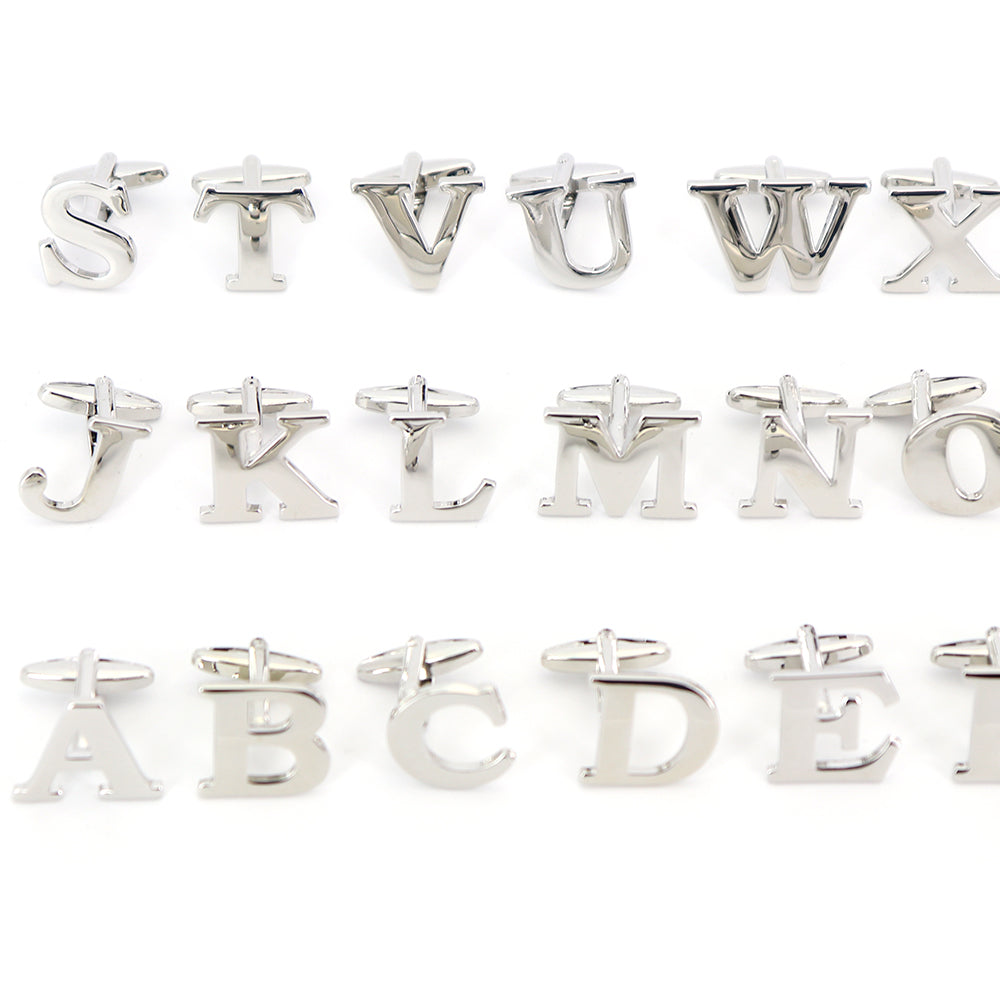 片方のみ単品販売-組合せ自由アルファベット-カフスボタン-box1-シルバー-男女-カフリングス-プレゼント-おしゃれ-ユニーク