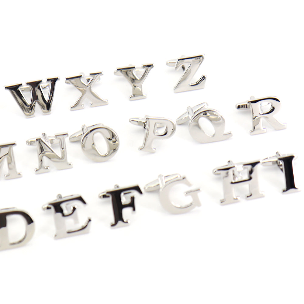 片方のみ単品販売-組合せ自由アルファベット-カフスボタン-box1-シルバー-男女-カフリングス-プレゼント-おしゃれ-ユニーク
