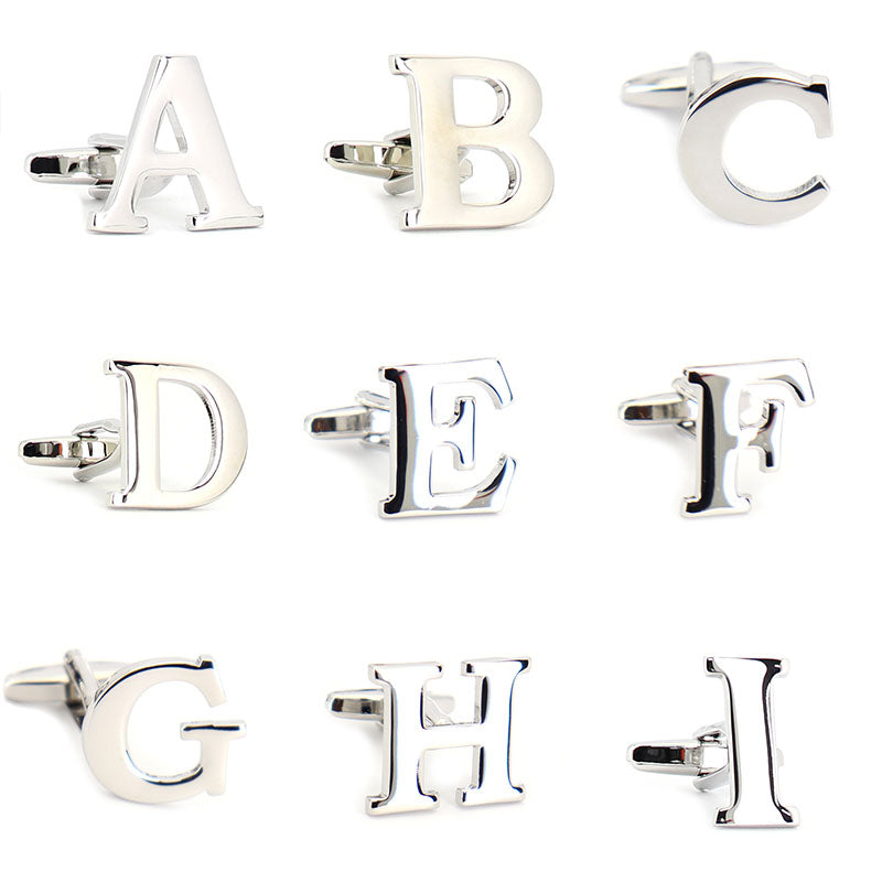 片方のみ単品販売-組合せ自由アルファベット-カフスボタン-box1-シルバー-男女-カフリングス-プレゼント-おしゃれ-ユニーク