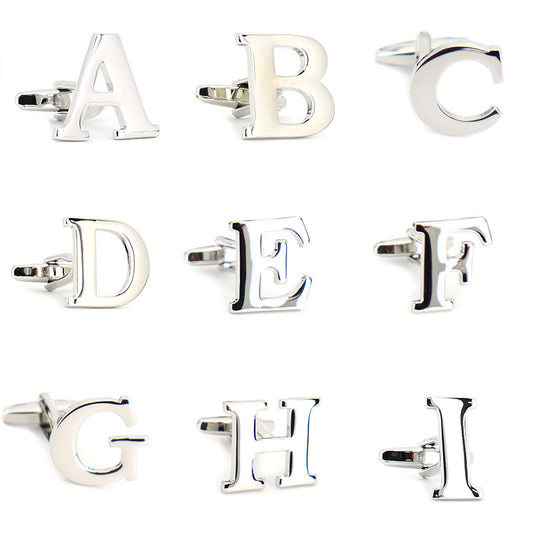 片方のみ単品販売-組合せ自由アルファベット-カフスボタン-box1-シルバー-男女-カフリングス-プレゼント-おしゃれ-ユニーク