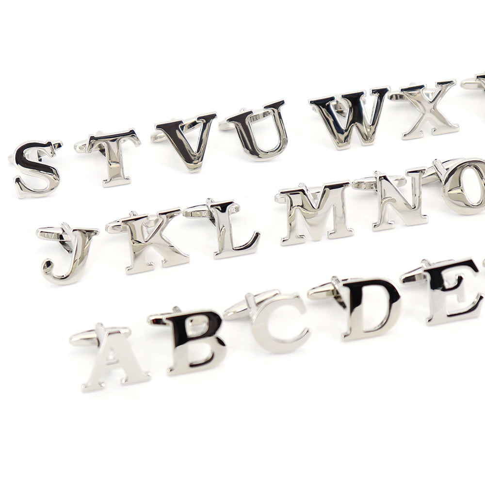 片方のみ単品販売-組合せ自由アルファベット-カフスボタン-box1-シルバー-男女-カフリングス-プレゼント-おしゃれ-ユニーク