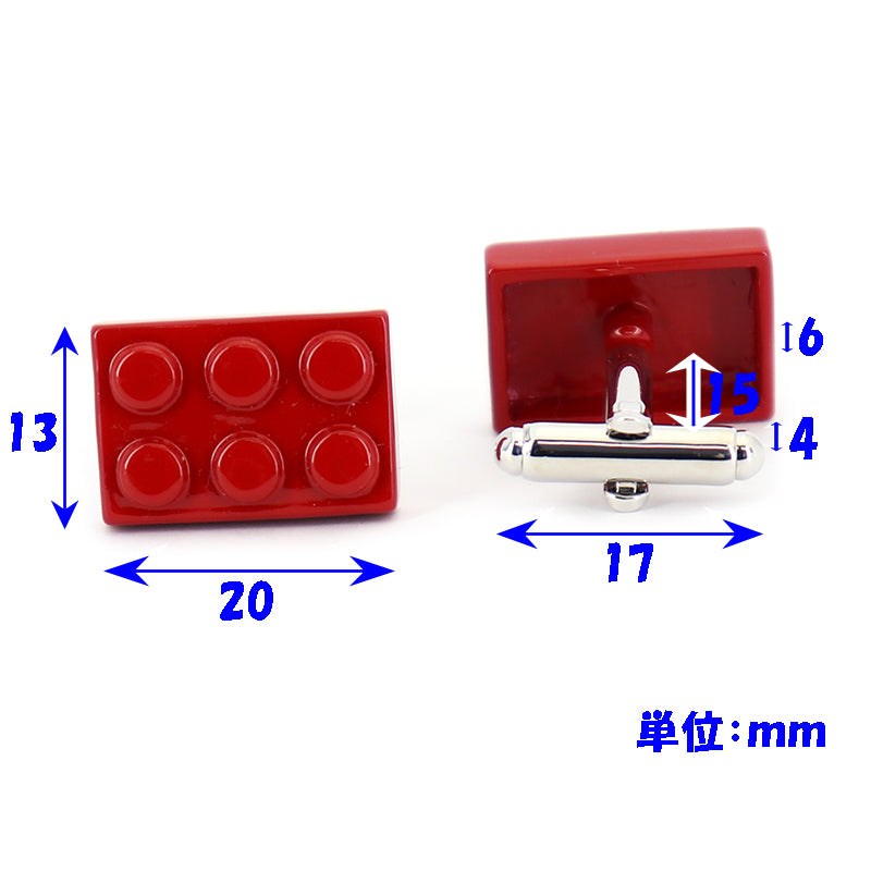 長方形-プラスチック-ブロック型-赤-カフスボタン-レッド系-男女-カフリングス-営業マン-おしゃれ-かわいい-結婚式-カジュアル-シンプル-スーツ-人気-プレゼント-ギフト-入園式-入学式-成人式