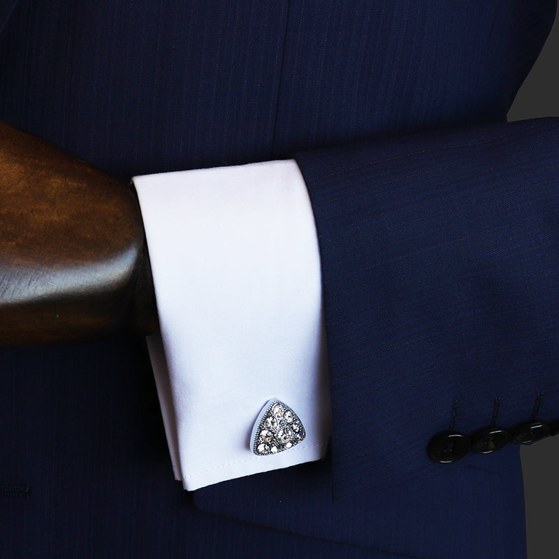 ビックサイズ-三角形-ホワイト-ジュエル-カフス-ホワイト-シルバー-男女-カフリングス-営業マン-おしゃれ-かわいい-結婚式-ジュエル-スーツ-人気-プレゼント-ギフト-入園式-入学式-成人式