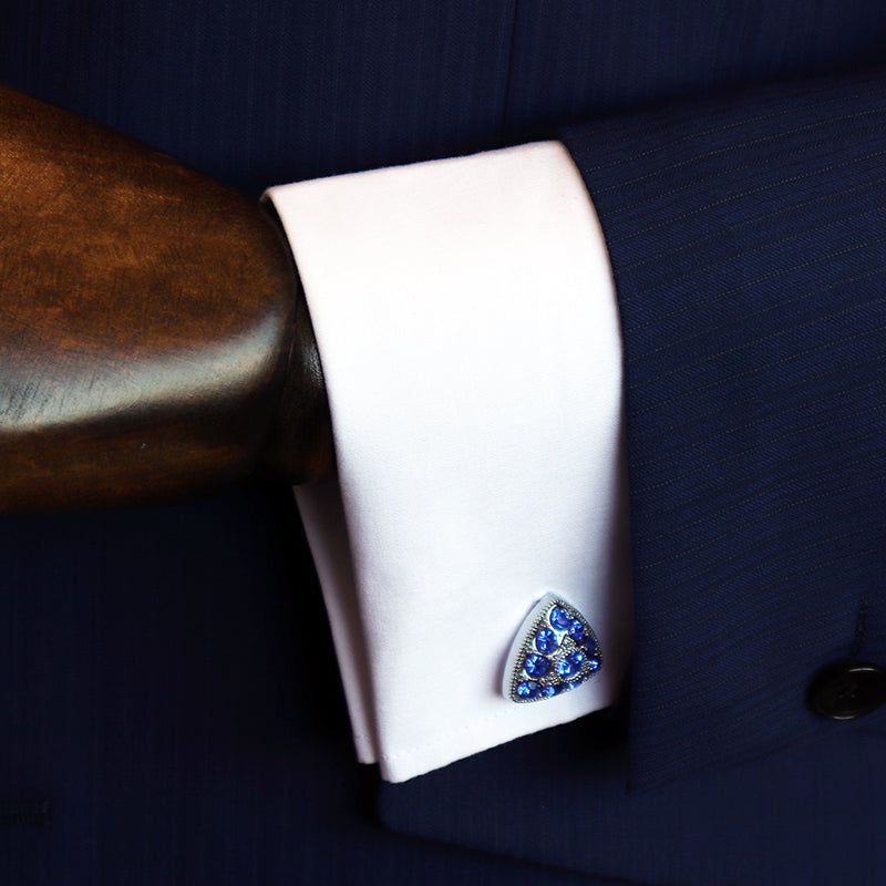 ビックサイズ-三角形-ブルー-ジュエルカフス-青-シルバー-男女-カフリングス-営業マン-おしゃれ-かわいい-結婚式-ジュエル-スーツ-人気-プレゼント-ギフト-入園式-入学式-成人式