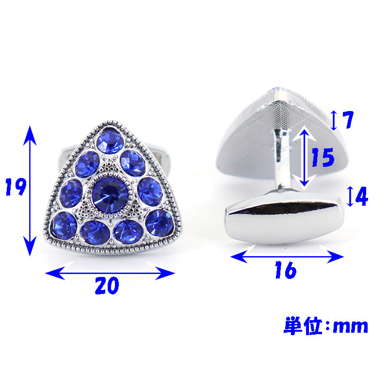 ビックサイズ-三角形-ブルー-ジュエルカフス-青-シルバー-男女-カフリングス-営業マン-おしゃれ-かわいい-結婚式-ジュエル-スーツ-人気-プレゼント-ギフト-入園式-入学式-成人式