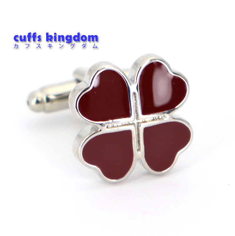 茶色-クローバ-ブラウン-カフスボタン-brown-落ち着く-男女-カフリングス-プレゼント-人気-個性-おしゃれ-結婚式-カフス専門店
