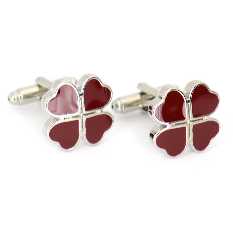 茶色-クローバ-ブラウン-カフスボタン-brown-落ち着く-男女-カフリングス-プレゼント-人気-個性-おしゃれ-結婚式-カフス専門店