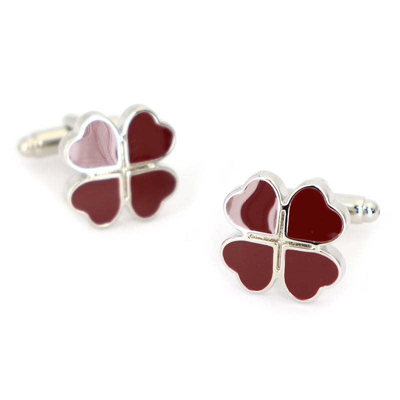 茶色-クローバ-ブラウン-カフスボタン-brown-落ち着く-男女-カフリングス-プレゼント-人気-個性-おしゃれ-結婚式-カフス専門店