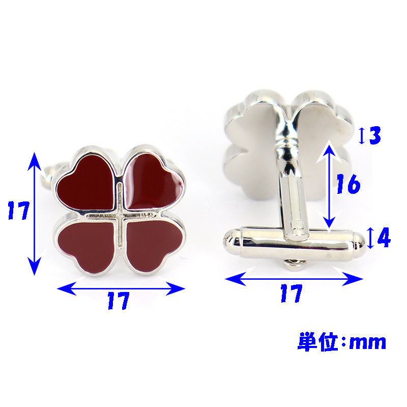 茶色-クローバ-ブラウン-カフスボタン-brown-落ち着く-男女-カフリングス-プレゼント-人気-個性-おしゃれ-結婚式-カフス専門店