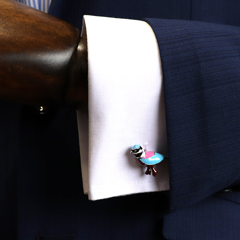 春にぴったり-青い鳥-カフスボタン-カラフル-鳥-男女-カフリングス-プレゼント-人気-個性-おしゃれ-結婚式-カフス専門店