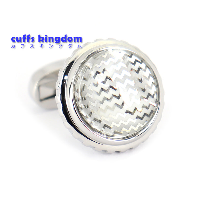立体的-ギザギザ文様-カフスボタン-シルバー-ユニーク-円形-男女-カフリングス-プレゼント-人気-個性-おしゃれ-結婚式-カフス専門店