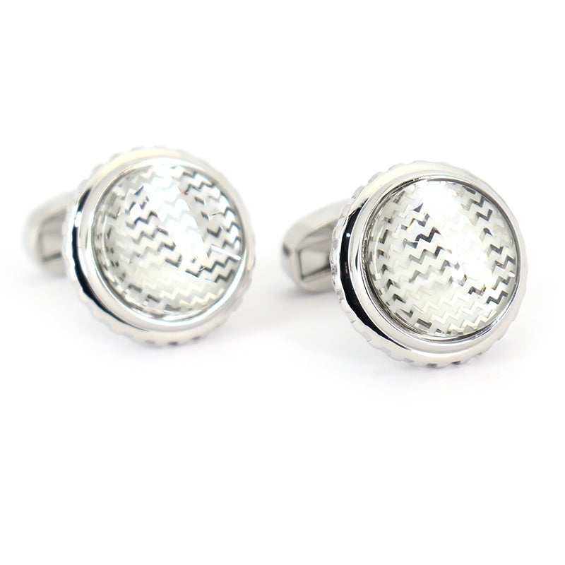 立体的-ギザギザ文様-カフスボタン-シルバー-ユニーク-円形-男女-カフリングス-プレゼント-人気-個性-おしゃれ-結婚式-カフス専門店