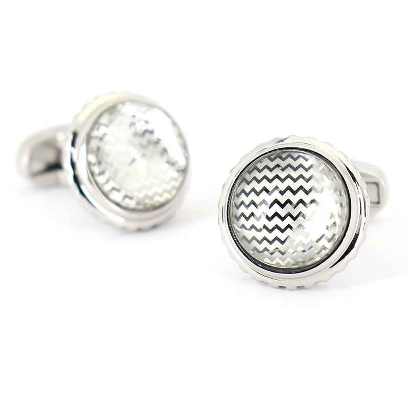 立体的-ギザギザ文様-カフスボタン-シルバー-ユニーク-円形-男女-カフリングス-プレゼント-人気-個性-おしゃれ-結婚式-カフス専門店