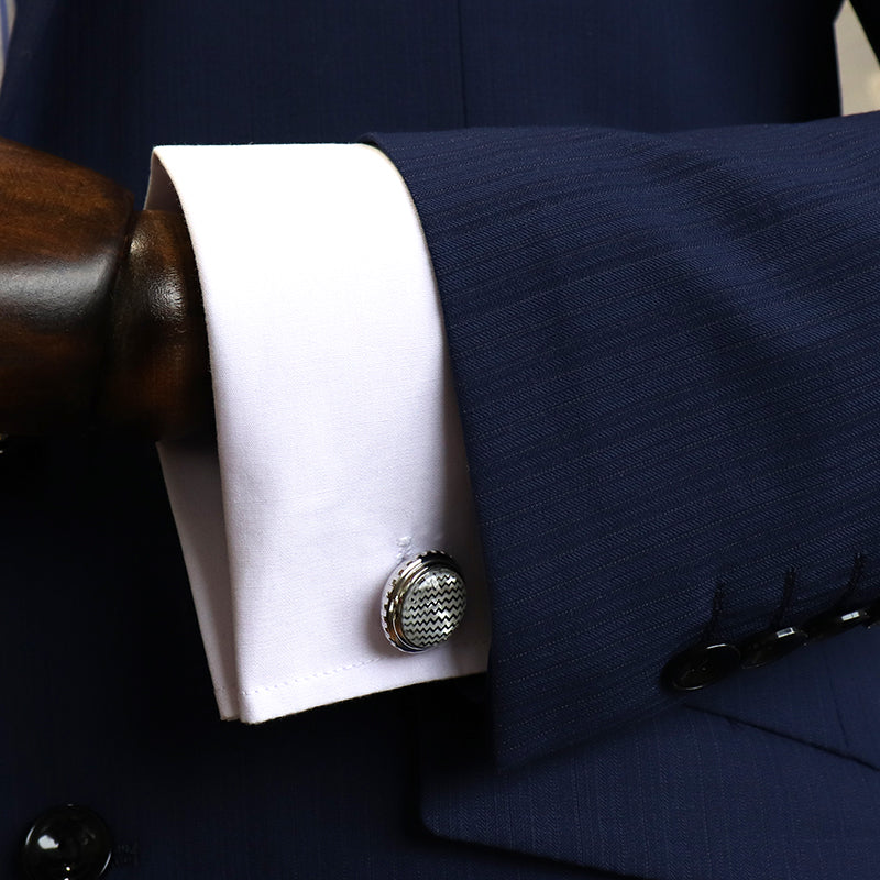 立体的-ギザギザ文様-カフスボタン-シルバー-ユニーク-円形-男女-カフリングス-プレゼント-人気-個性-おしゃれ-結婚式-カフス専門店