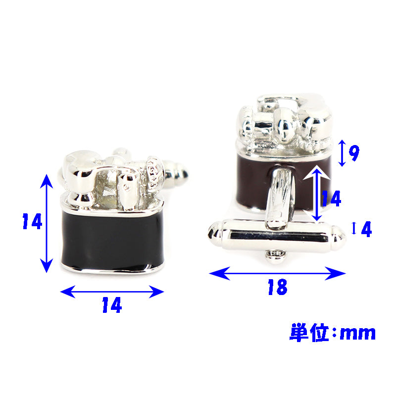 アンティーク-ライター-カフスボタン-黒-銀-茶-色-シンプル-男性-デザイン-シルバー-バーテンダー-男-カフリングス-イケメン-プレゼント-カフス専門店