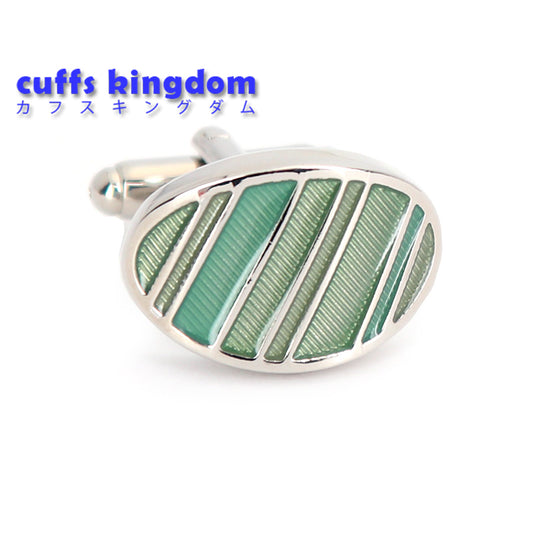 楕円形-斜線模様-ブルー-カフスボタン-水色-ユニセックス-デザイン-シルバー-バーテンダー-男-カフリングス-イケメン-プレゼント-カフス専門店