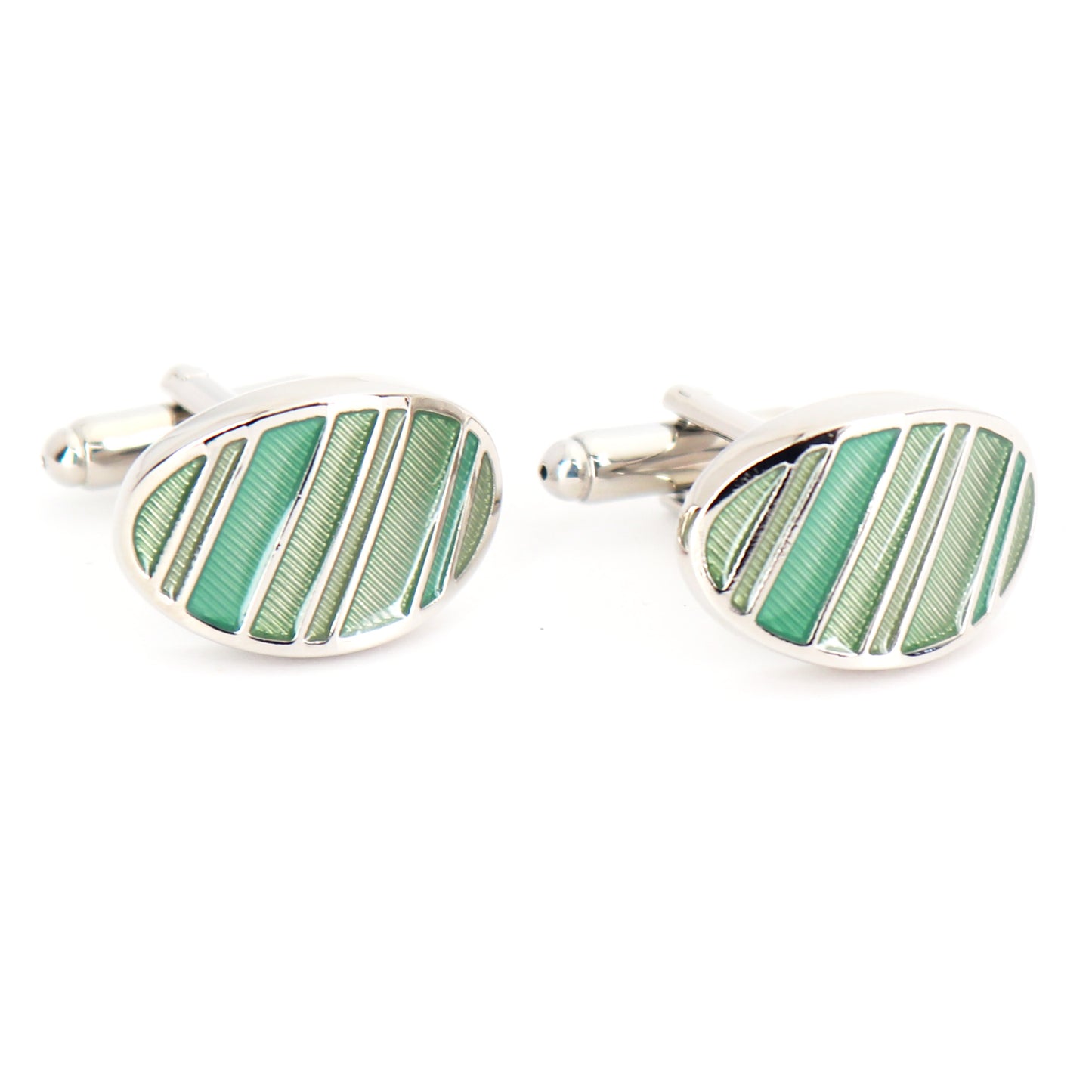 楕円形-斜線模様-ブルー-カフスボタン-水色-ユニセックス-デザイン-シルバー-バーテンダー-男-カフリングス-イケメン-プレゼント-カフス専門店