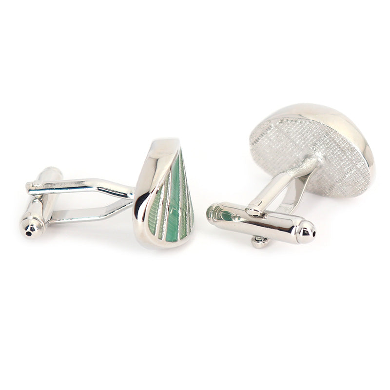 楕円形-斜線模様-ブルー-カフスボタン-水色-ユニセックス-デザイン-シルバー-バーテンダー-男-カフリングス-イケメン-プレゼント-カフス専門店