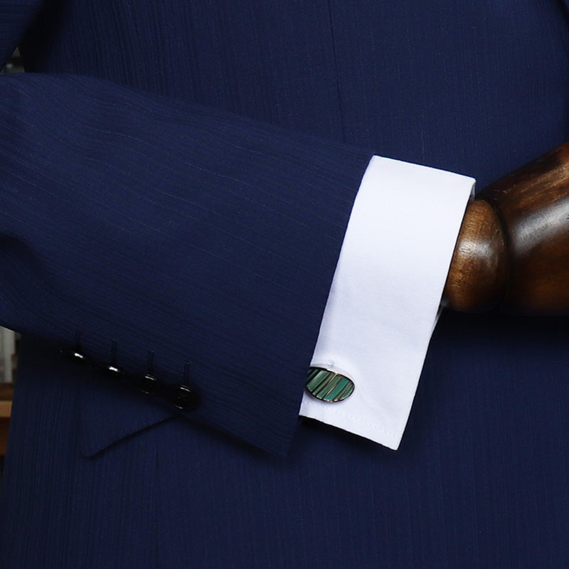 楕円形-斜線模様-ブルー-カフスボタン-水色-ユニセックス-デザイン-シルバー-バーテンダー-男-カフリングス-イケメン-プレゼント-カフス専門店