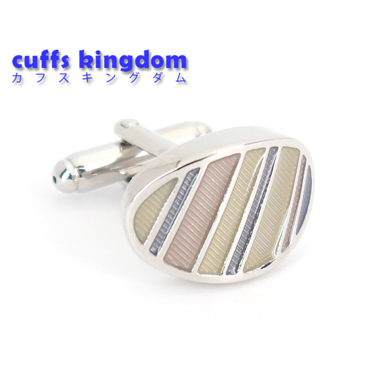 楕円形-斜線模様-パープル-カフスボタン-紫色-ユニセックス-デザイン-シルバー-バーテンダー-男-カフリングス-イケメン-プレゼント-カフス専門店