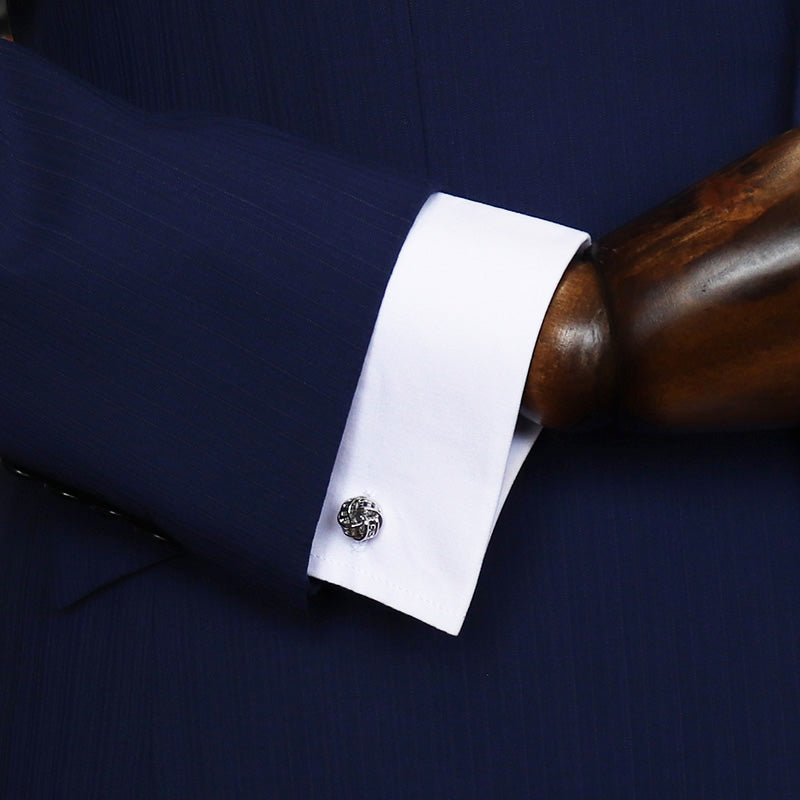 立体円形-編み込みデザイン-カフスボタン-銀色-造形-デザイン-ホワイトデー-バーテンダー-男-カフリングス-イケメン-プレゼント-カフス専門店