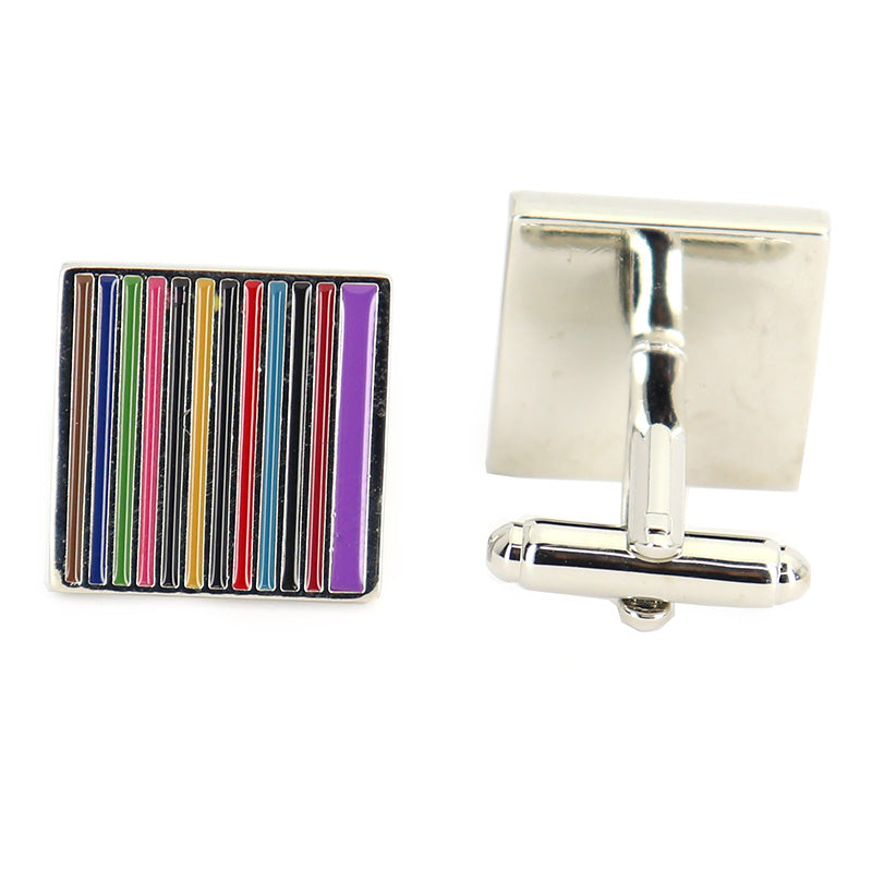 多彩 ストライプ 柄 カフスボタン ( 写真より実物の方カワイイ )【 カラフル系 力強さ 親しみ おしゃれ カフリングス 人気 個性 プレゼント カフス専門店 】