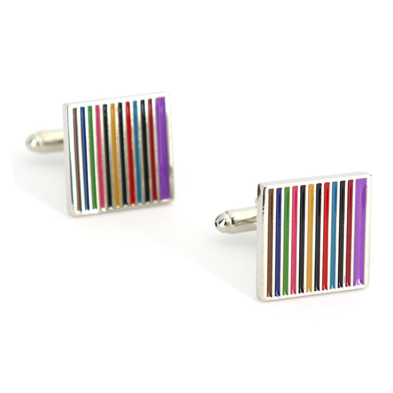 多彩 ストライプ 柄 カフスボタン ( 写真より実物の方カワイイ )【 カラフル系 力強さ 親しみ おしゃれ カフリングス 人気 個性 プレゼント カフス専門店 】