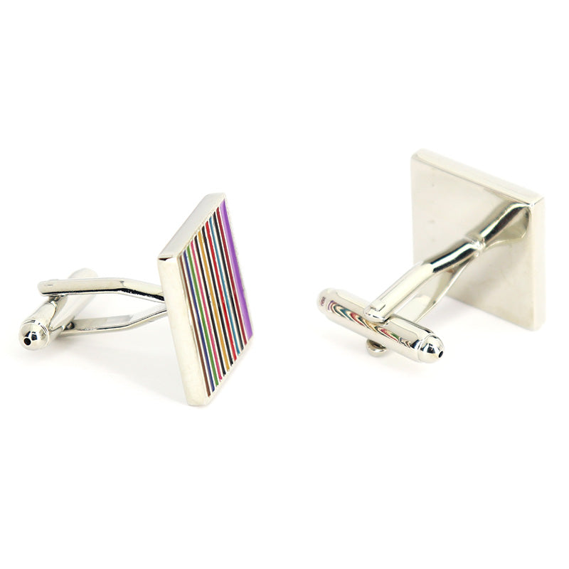 多彩 ストライプ 柄 カフスボタン ( 写真より実物の方カワイイ )【 カラフル系 力強さ 親しみ おしゃれ カフリングス 人気 個性 プレゼント カフス専門店 】