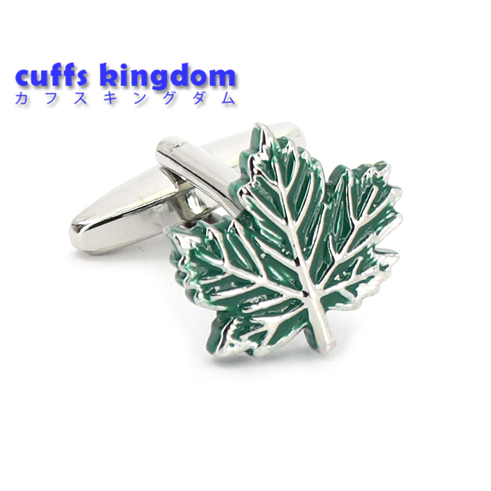 葉-カエデ-カフスボタン-グリーン-男女-カフリングス-営業マン-個性-スーツ-人気-かわいい-プレゼント-ギフト-カフス専門店