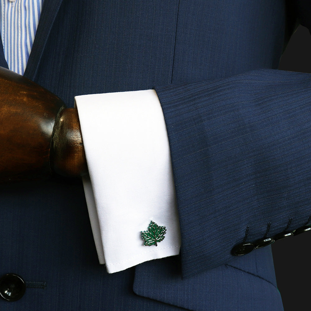 葉-カエデ-カフスボタン-グリーン-男女-カフリングス-営業マン-個性-スーツ-人気-かわいい-プレゼント-ギフト-カフス専門店