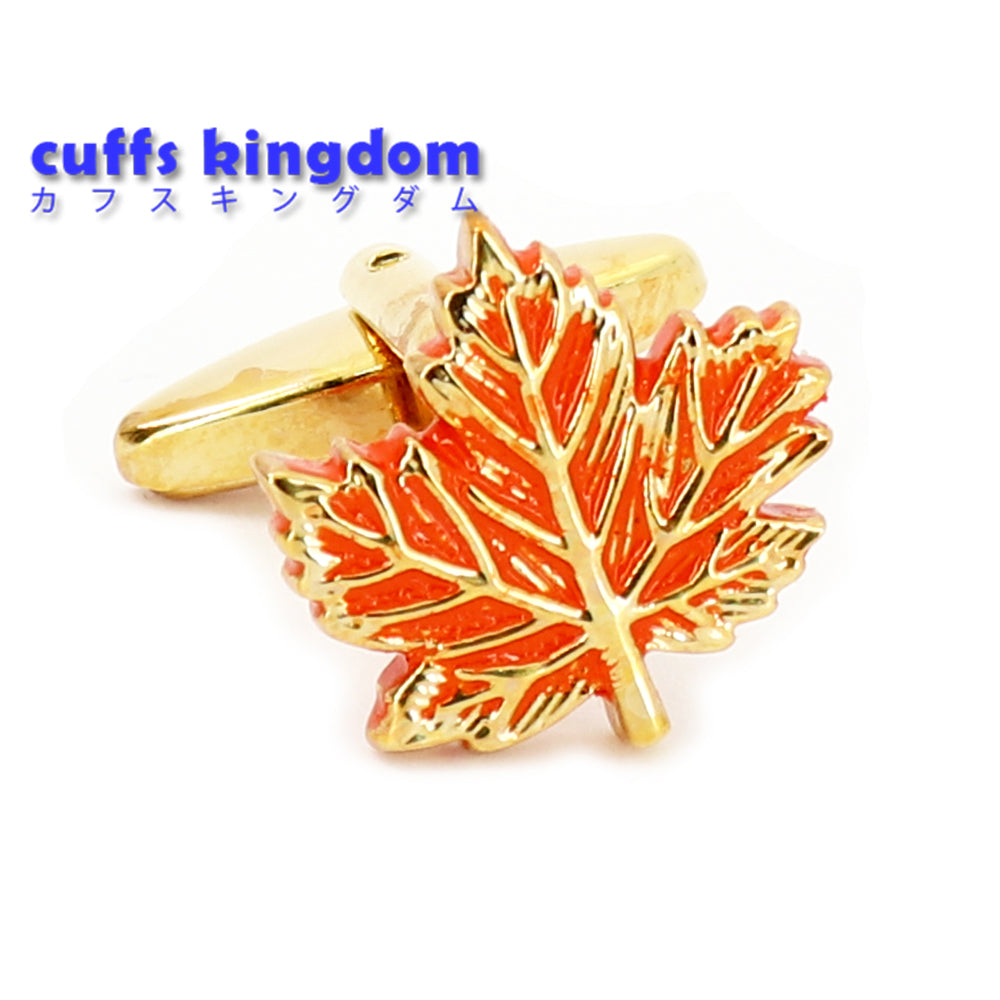 葉-カエデ-カフスボタン-オレンジ-男女-カフリングス-営業マン-個性-スーツ-人気-かわいい-プレゼント-ギフト-カフス専門店