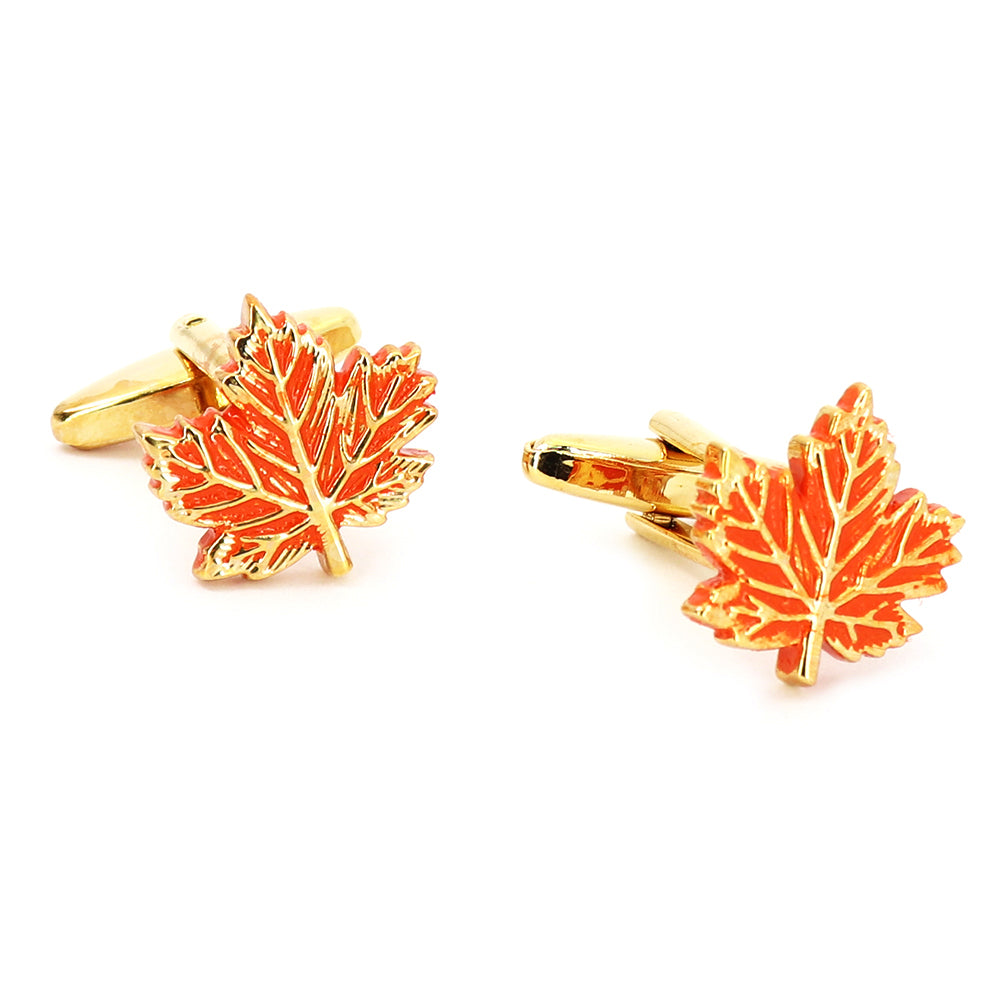 葉-カエデ-カフスボタン-オレンジ-男女-カフリングス-営業マン-個性-スーツ-人気-かわいい-プレゼント-ギフト-カフス専門店
