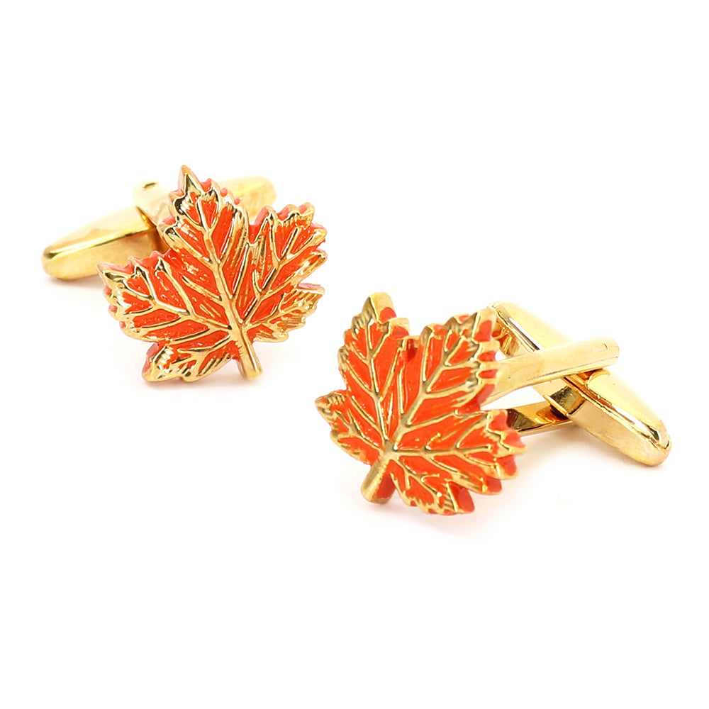 葉-カエデ-カフスボタン-オレンジ-男女-カフリングス-営業マン-個性-スーツ-人気-かわいい-プレゼント-ギフト-カフス専門店