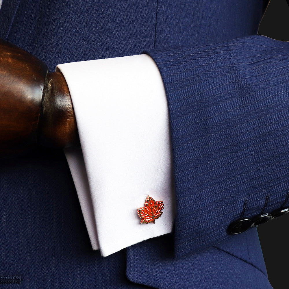 葉-カエデ-カフスボタン-オレンジ-男女-カフリングス-営業マン-個性-スーツ-人気-かわいい-プレゼント-ギフト-カフス専門店