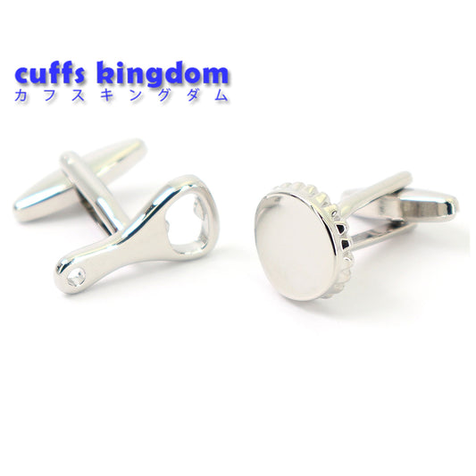 栓と栓抜き-アシンメトリー-カフスボタン-シルバー-シルバー-おすすめ-おもしろ-おしゃれ-かわいい-男女-趣味-営業マン-結婚式-スーツ-人気-カフリングス-プレゼント-ギフト-入園式-入学式-成人式