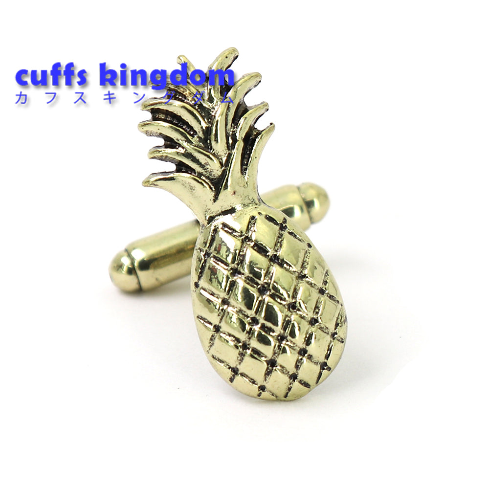 パイナップル-カフスボタン-ゴールド-果物-おしゃれ-男女-カフリングス-個性-プレゼント-面白-可愛い-人気-結婚式-カフス専門店