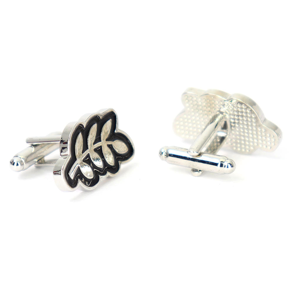 葉っぱ-モチーフ-カフスボタン-ブラック-植物-男女-カフリングス-営業マン-個性-スーツ-人気-かわいい-プレゼント-ギフト-カフス専門店
