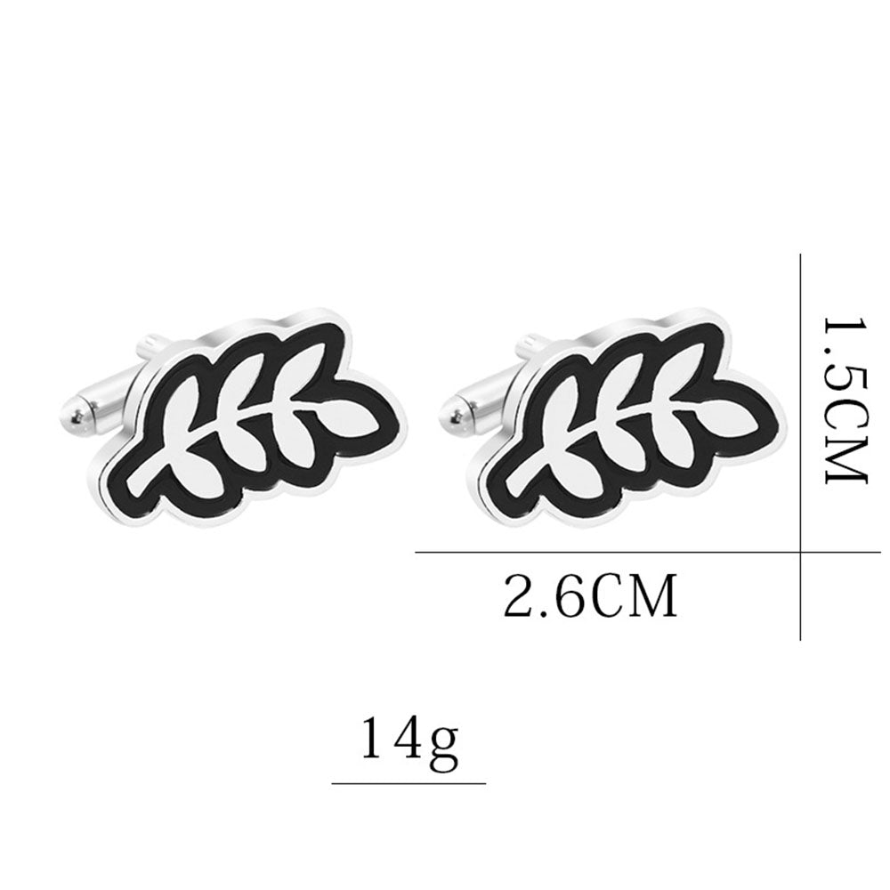 葉っぱ-モチーフ-カフスボタン-ブラック-植物-男女-カフリングス-営業マン-個性-スーツ-人気-かわいい-プレゼント-ギフト-カフス専門店