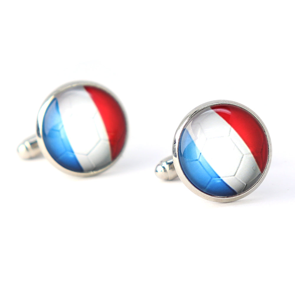 カフスボタン-円形-ポップ-国旗-シリーズ-フランス-サッカーボール-モチーフ-男女-カフリングス-営業マン-個性-スーツ-人気-かわいい-プレゼント-ギフト-カフス専門店