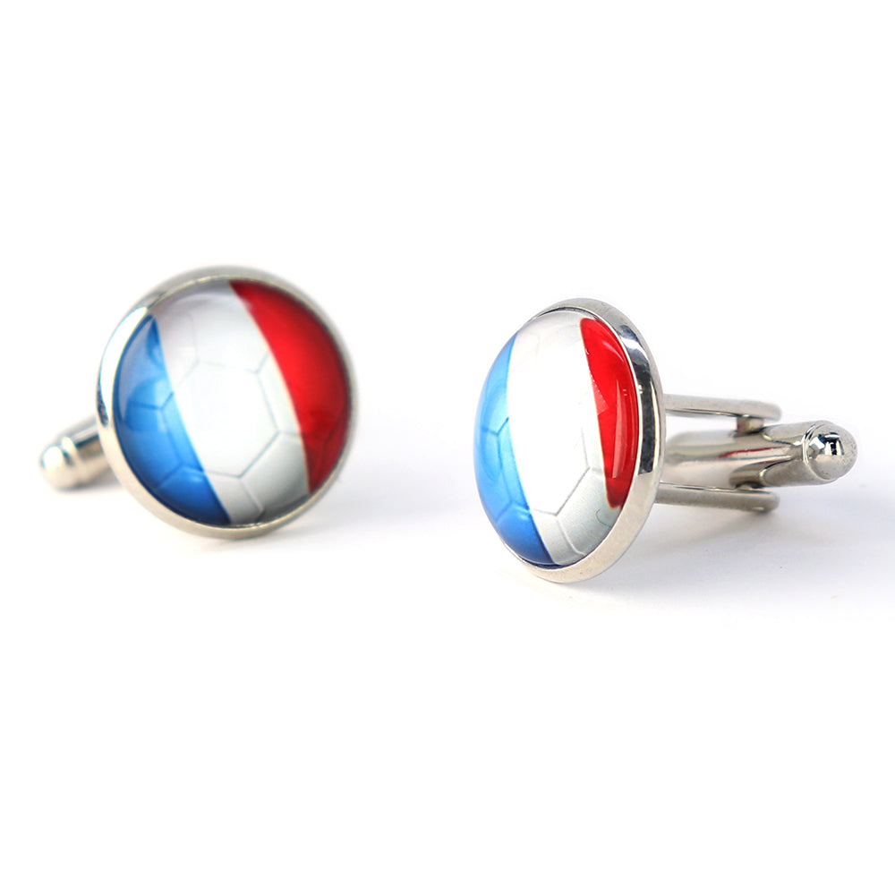 カフスボタン-円形-ポップ-国旗-シリーズ-フランス-サッカーボール-モチーフ-男女-カフリングス-営業マン-個性-スーツ-人気-かわいい-プレゼント-ギフト-カフス専門店