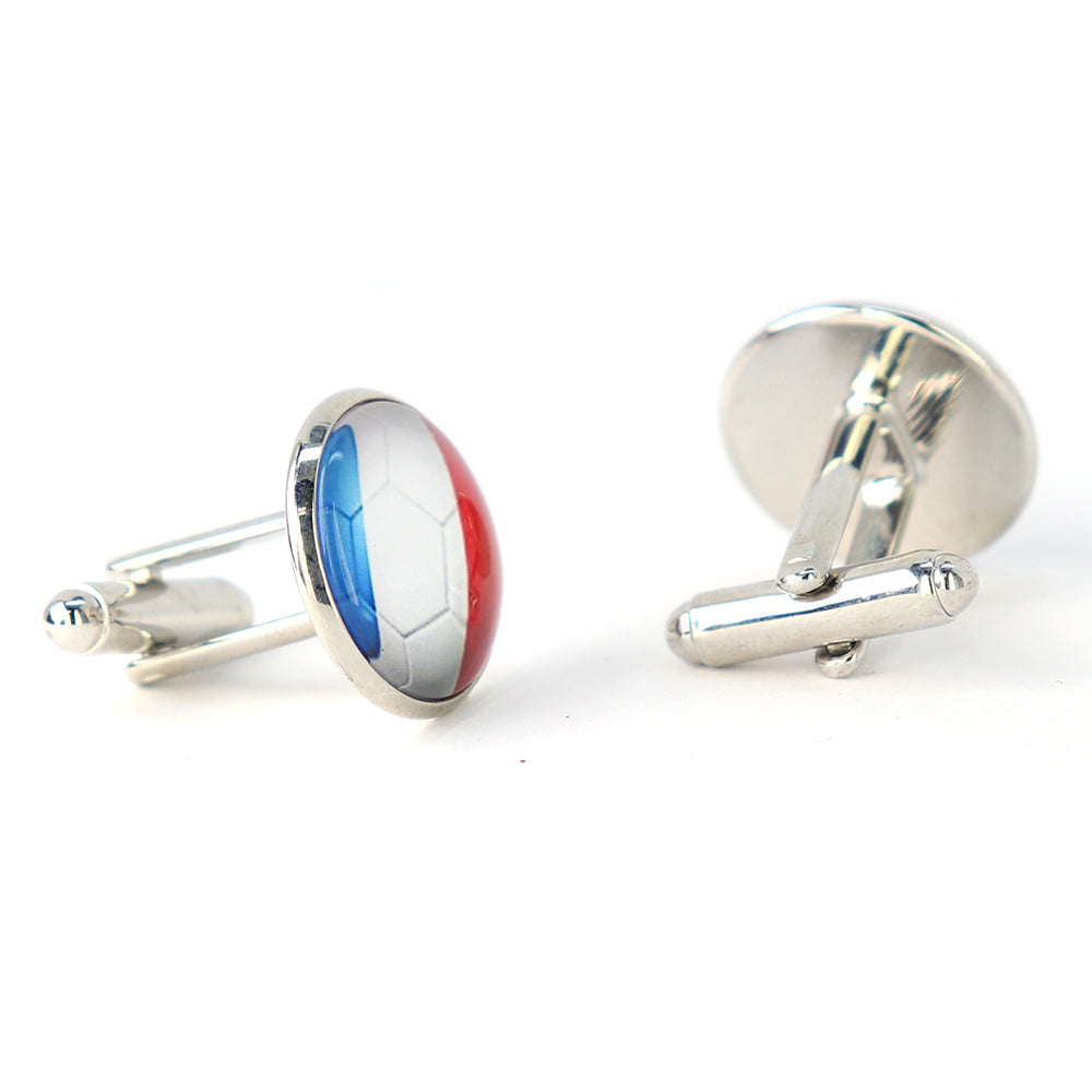 カフスボタン-円形-ポップ-国旗-シリーズ-フランス-サッカーボール-モチーフ-男女-カフリングス-営業マン-個性-スーツ-人気-かわいい-プレゼント-ギフト-カフス専門店