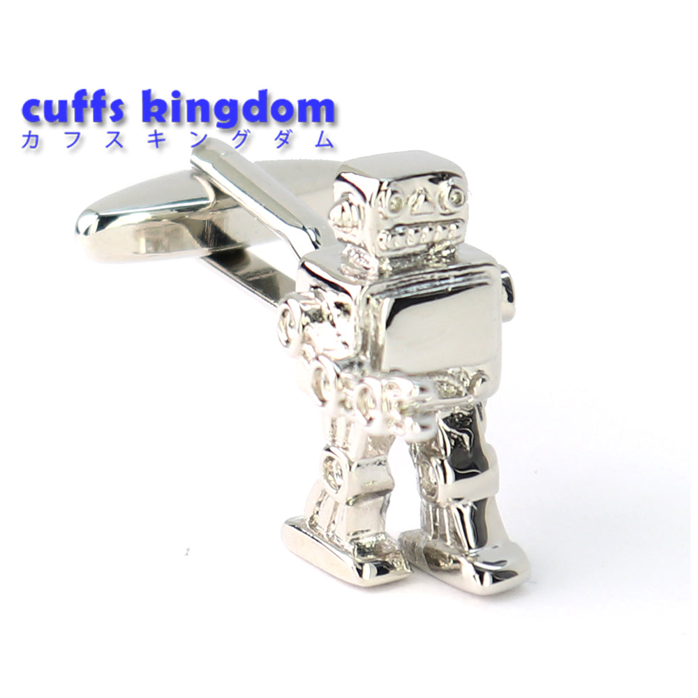 歩く-ロボット-カフスボタン-シルバー-おしゃれ-面白-男女-カフリングス-人気-個性-プレゼント-カフス専門店