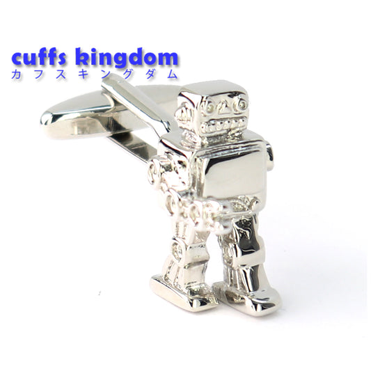 歩く-ロボット-カフスボタン-シルバー-おしゃれ-面白-男女-カフリングス-人気-個性-プレゼント-カフス専門店