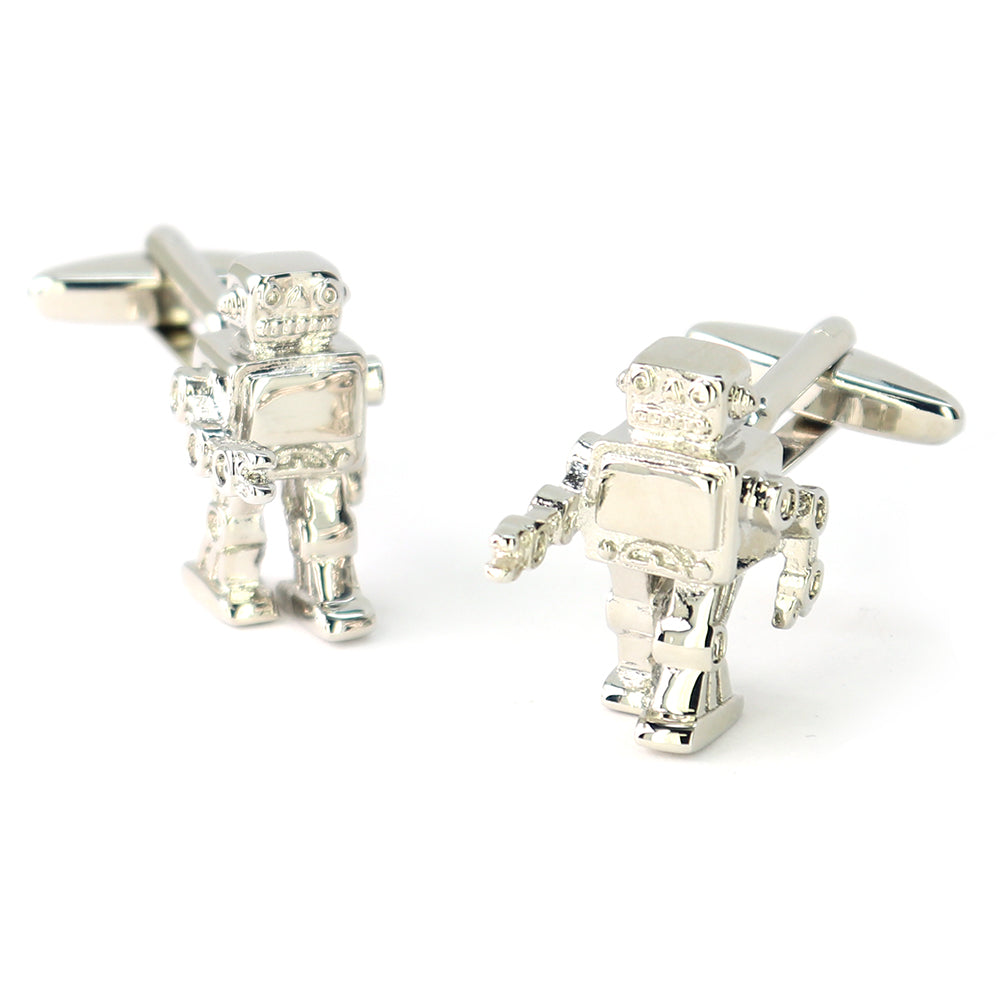 歩く-ロボット-カフスボタン-シルバー-おしゃれ-面白-男女-カフリングス-人気-個性-プレゼント-カフス専門店