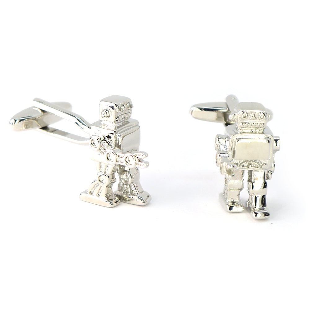 歩く-ロボット-カフスボタン-シルバー-おしゃれ-面白-男女-カフリングス-人気-個性-プレゼント-カフス専門店