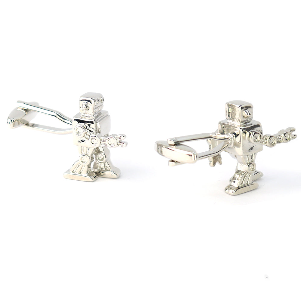 歩く-ロボット-カフスボタン-シルバー-おしゃれ-面白-男女-カフリングス-人気-個性-プレゼント-カフス専門店