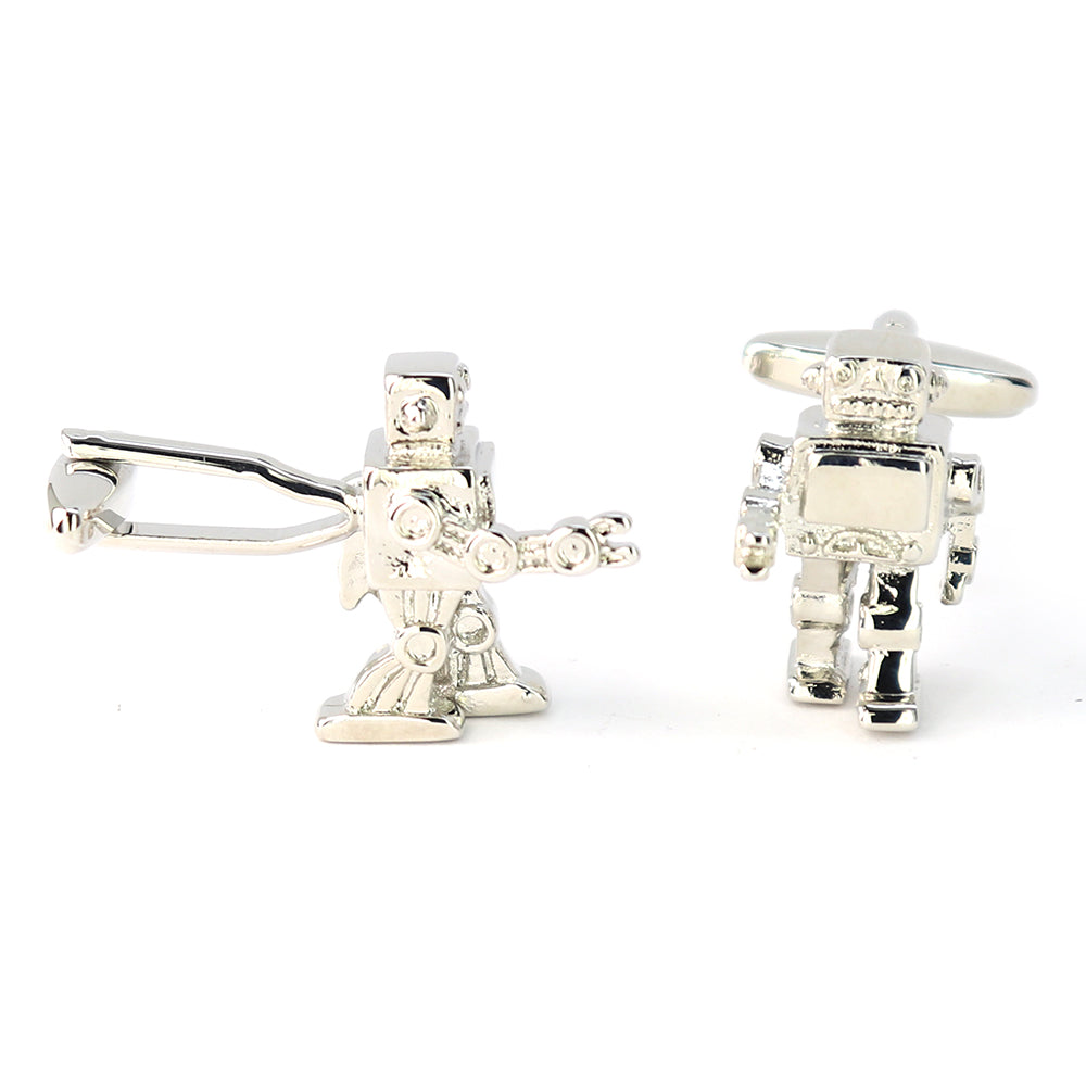 歩く-ロボット-カフスボタン-シルバー-おしゃれ-面白-男女-カフリングス-人気-個性-プレゼント-カフス専門店