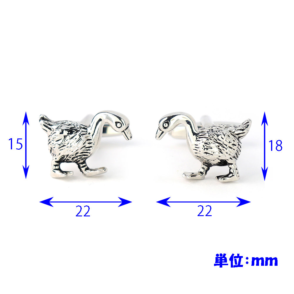 白鳥-アシンメトリー-カフスボタン-おしゃれ-動物-面白-男女-カフリングス-人気-個性-プレゼント-カフス専門店
