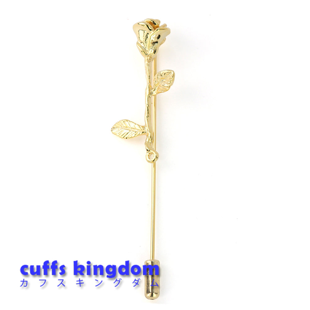 バラの花-ロングブローチ-ゴールド-おしゃれ-男女-カフリングス-エレガント-シンプル-人気-プレゼント-ギフト-入園式-入学式-成人式-カフス専門店
