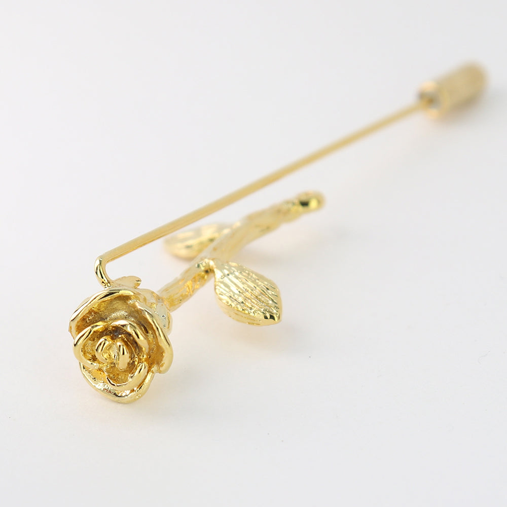 バラの花-ロングブローチ-ゴールド-おしゃれ-男女-カフリングス-エレガント-シンプル-人気-プレゼント-ギフト-入園式-入学式-成人式-カフス専門店